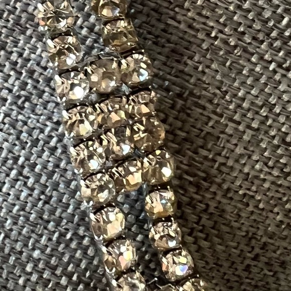 Diamante Rhinestone Y Necklace Clear Crystals Costume 14.5” Choker Lariat - Picture 8 of 9